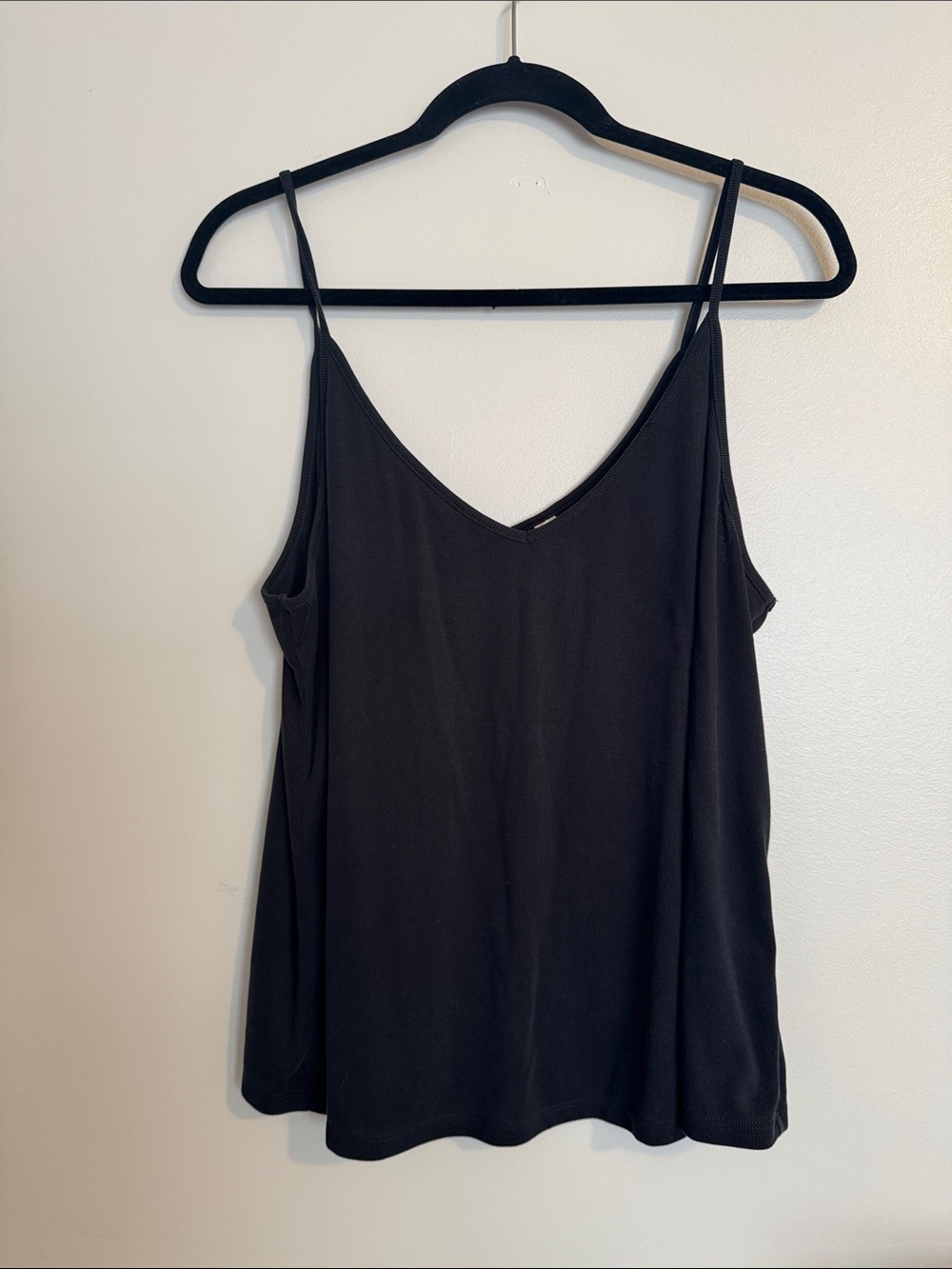 Women's Black V-Neck Spaghetti Strap Tank Top
